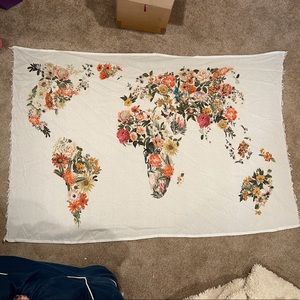 Urban Outfitters Floral Map Tapestry